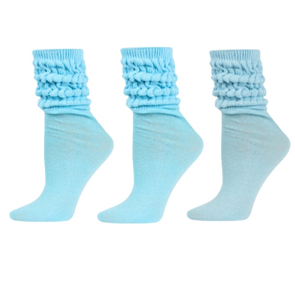 Bundle 3/$25 NEW Thick Light Blue Slouch Cotton Knee High Scrunch Sock